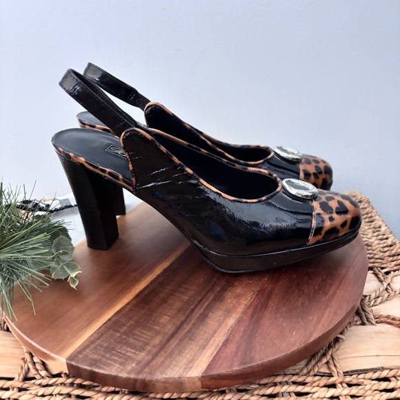 Brighton Babs Made In Italy Womens Heels Pumps Leather Animal Print Shoes Size 7 - Picture 2 of 7